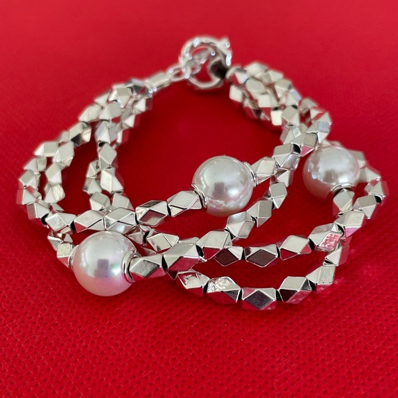 UNO de 50 Bracele🔸️END PEARL 🔸️ Silver plated  with Faux Pearls - Picture 3 of 15